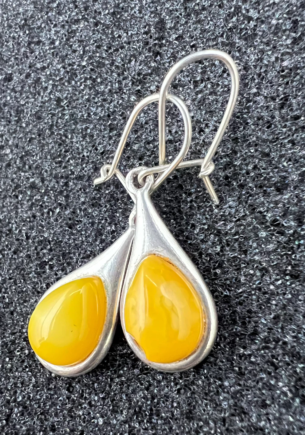 925 Butterscotch Baltic Amber Teardrop Earrings