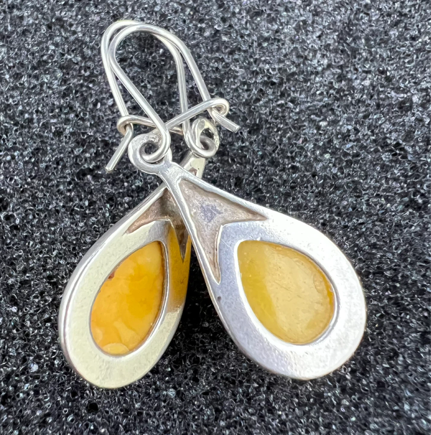 925 Butterscotch Baltic Amber Teardrop Earrings - photo 4