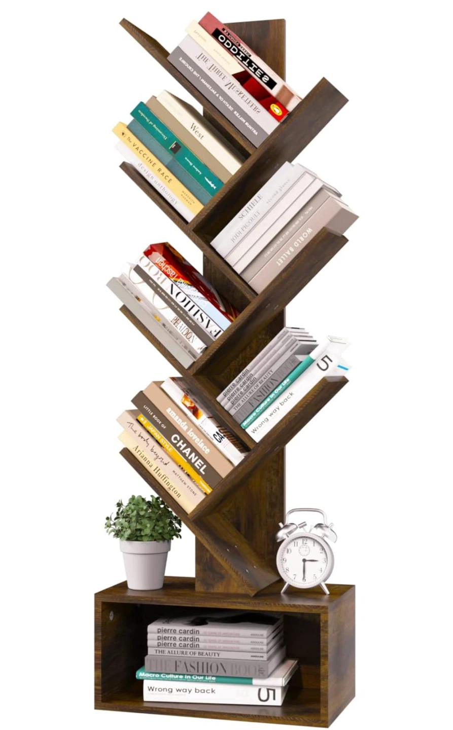 Rustic Brown Tree Bookshelf