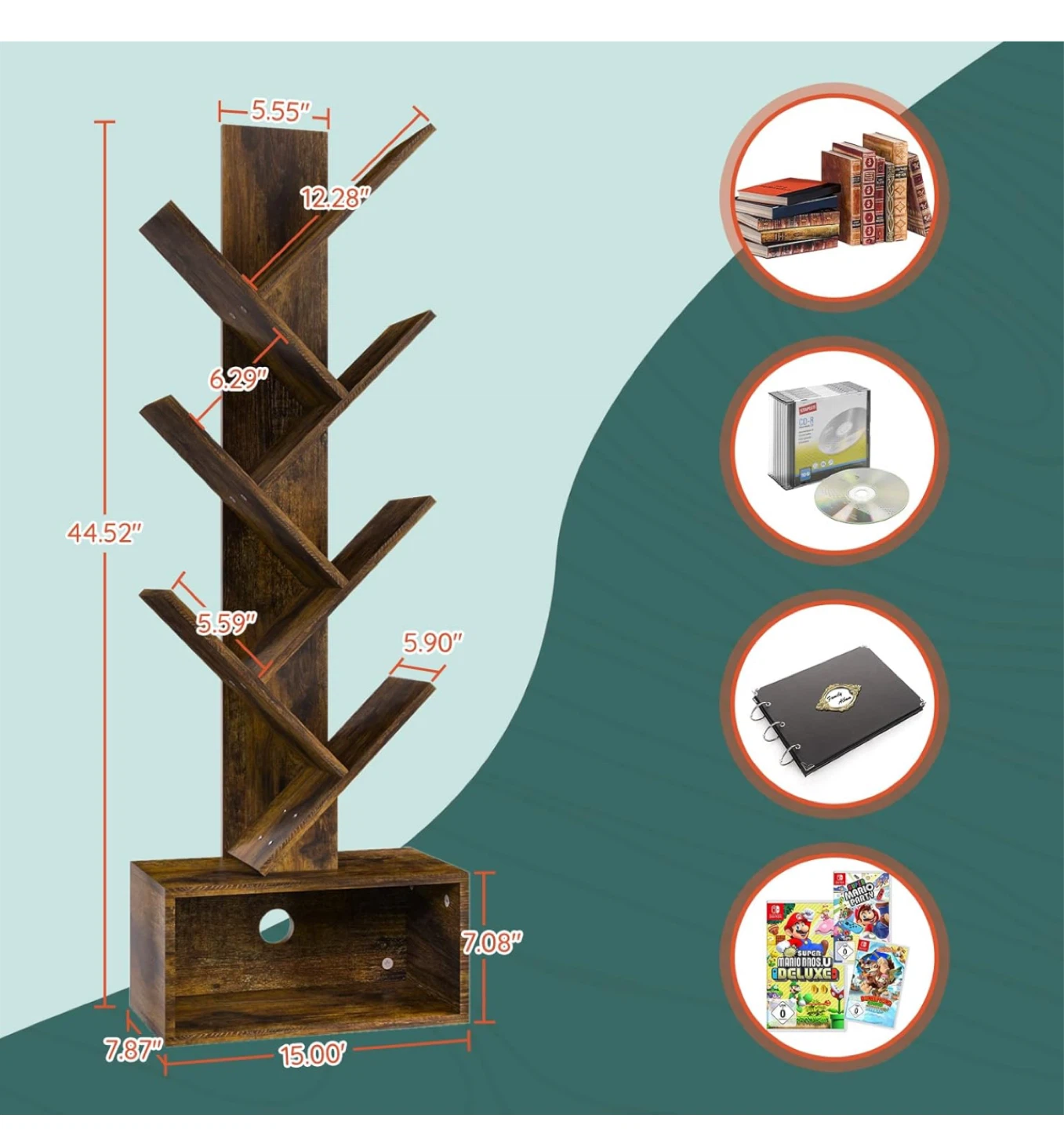 Rustic Brown Tree Bookshelf - photo 2