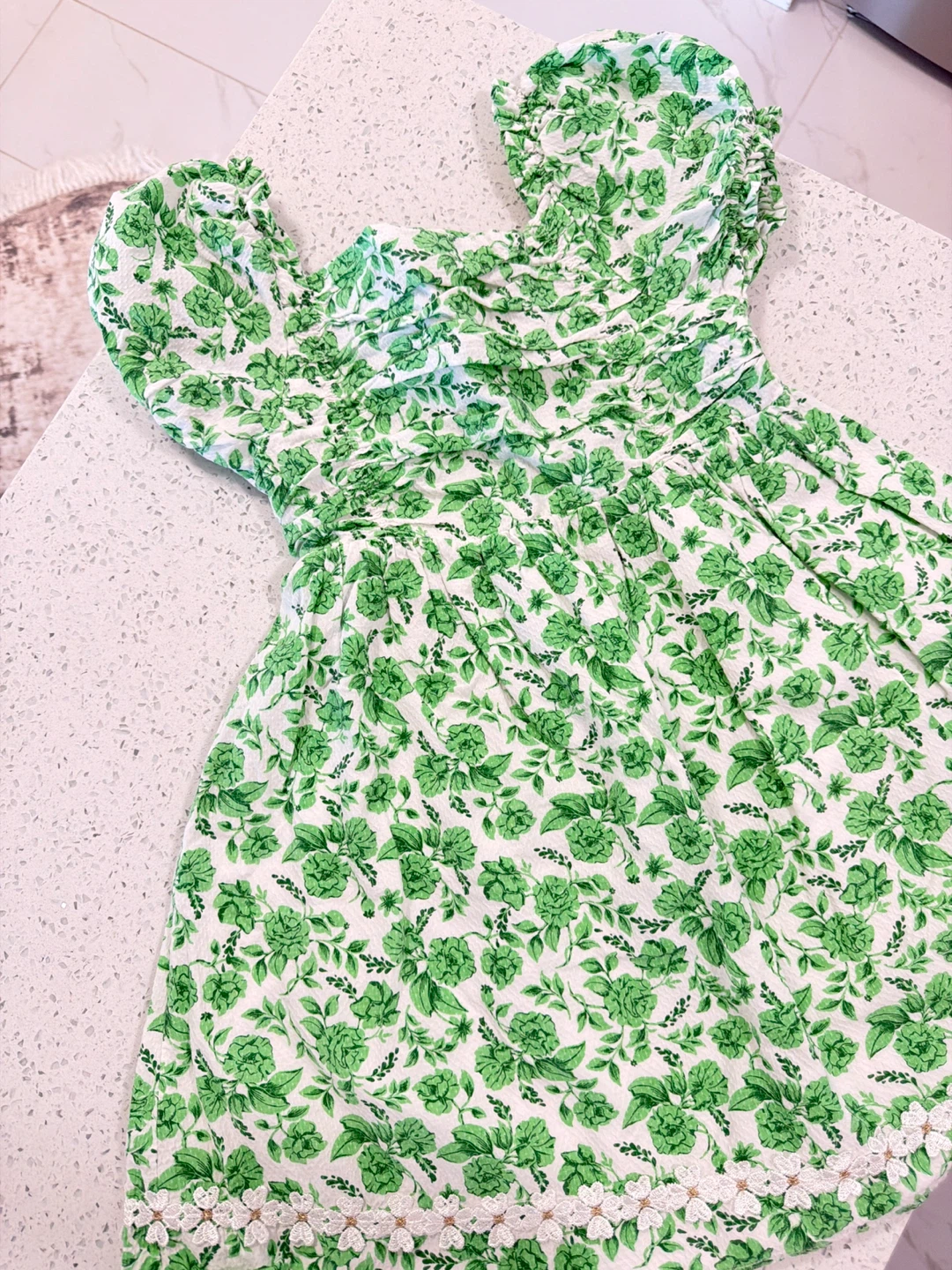 JOIE- Green Puff COTTON Dress 6-7y
