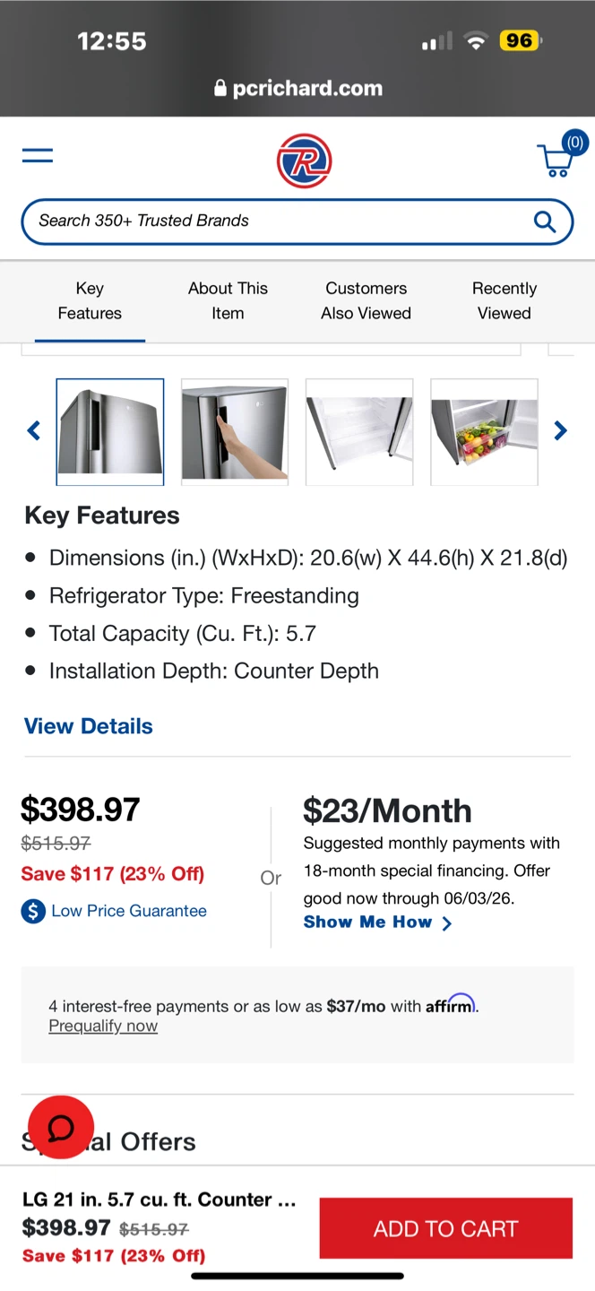 LG 21 in. 5.7 cu. ft. Counter Depth Top Freezer Refrigerator - photo 2