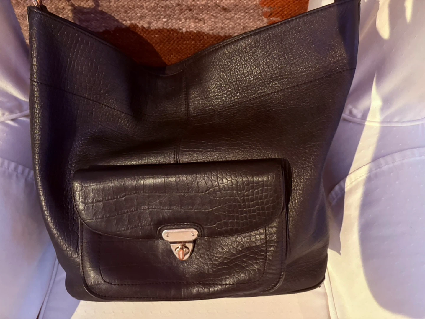 Dark Black Leather Shoulder Bag banana republic - photo 4