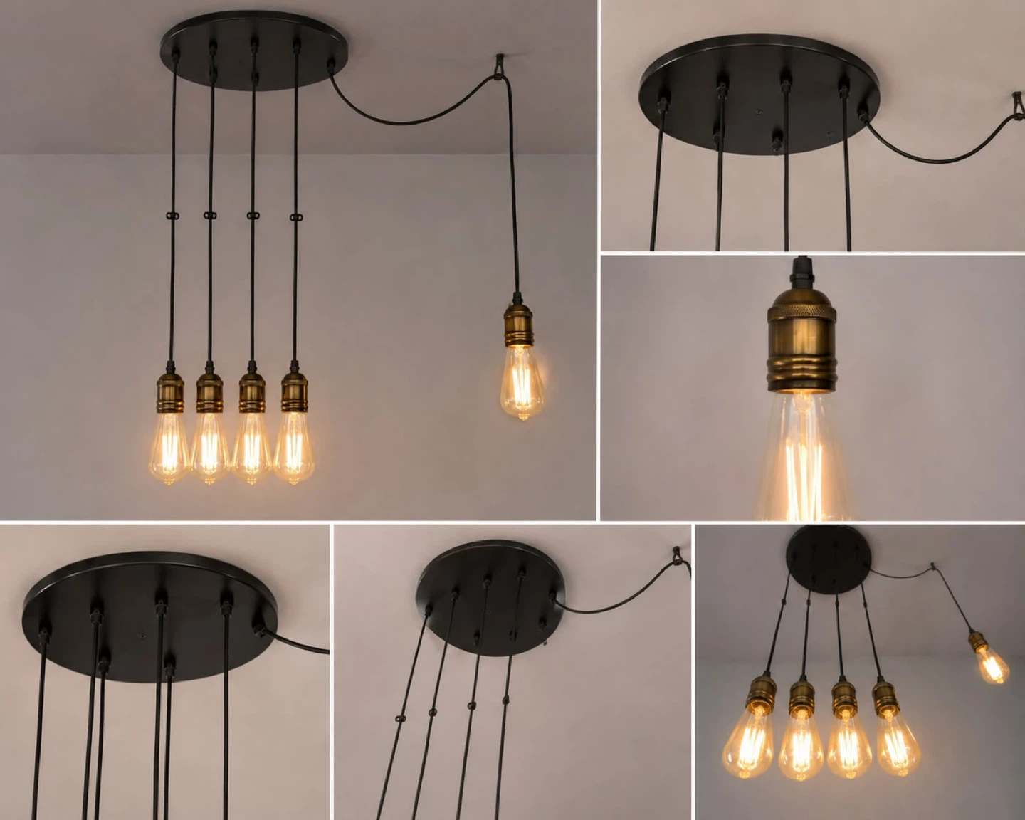 New Vintage Edison Pendant Light Fixture, Brass Finish - photo 3