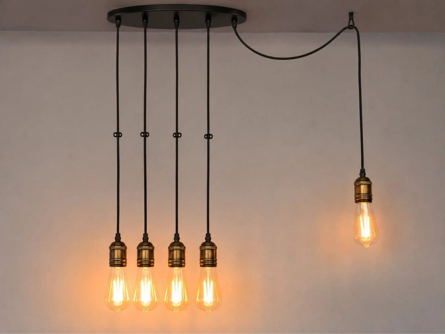 New Vintage Edison Pendant Light Fixture, Brass Finish