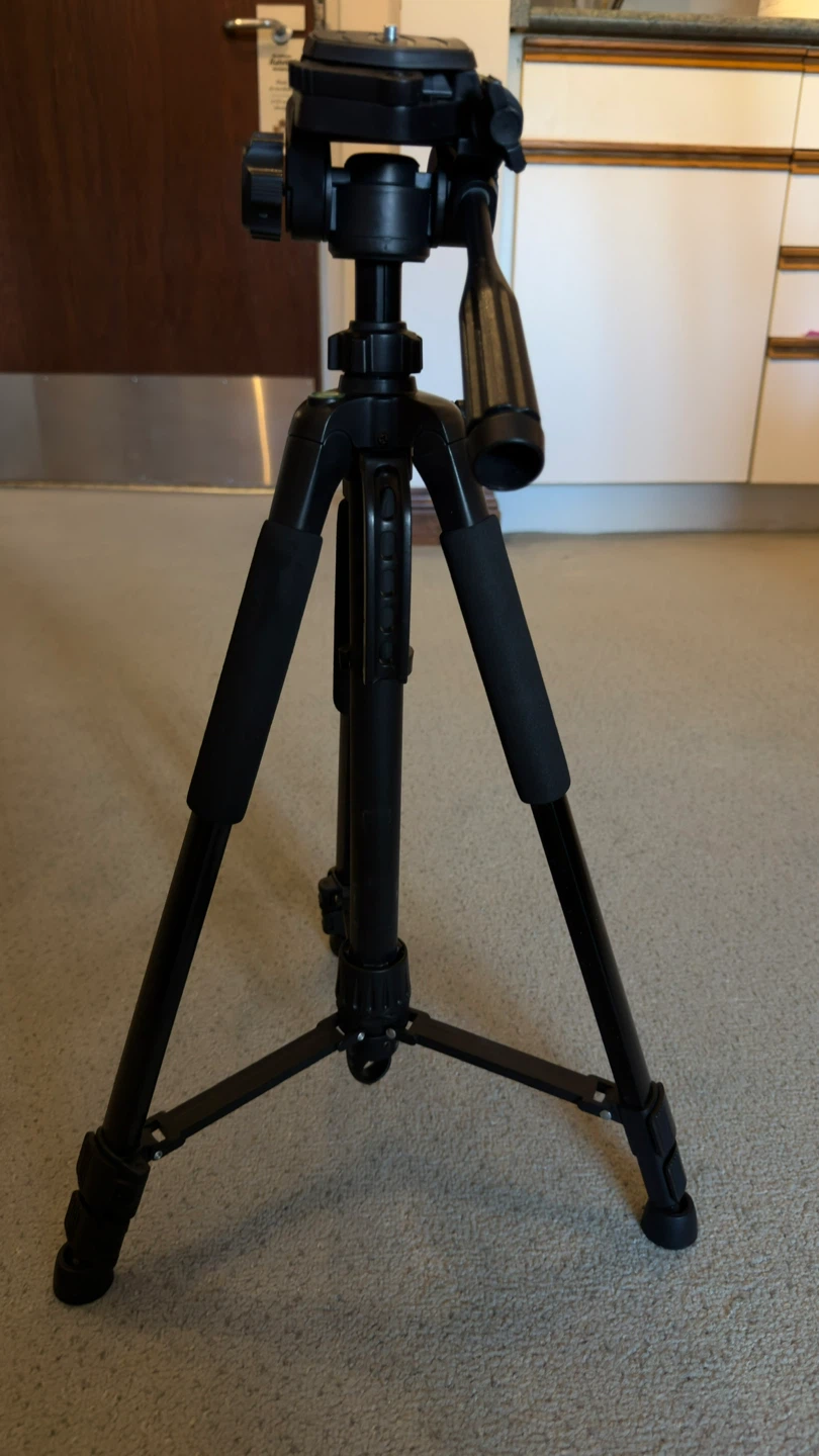 Black Camera Tripod with Carrying Bag