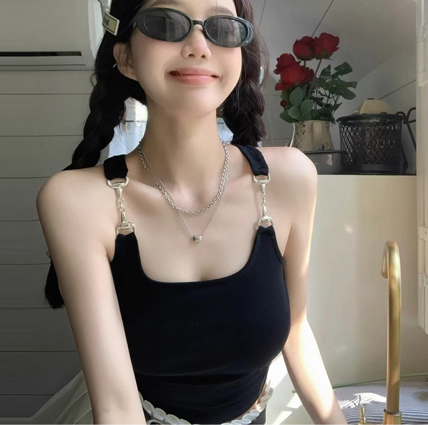 BRAND NEW Black Silver Chain Tank Top