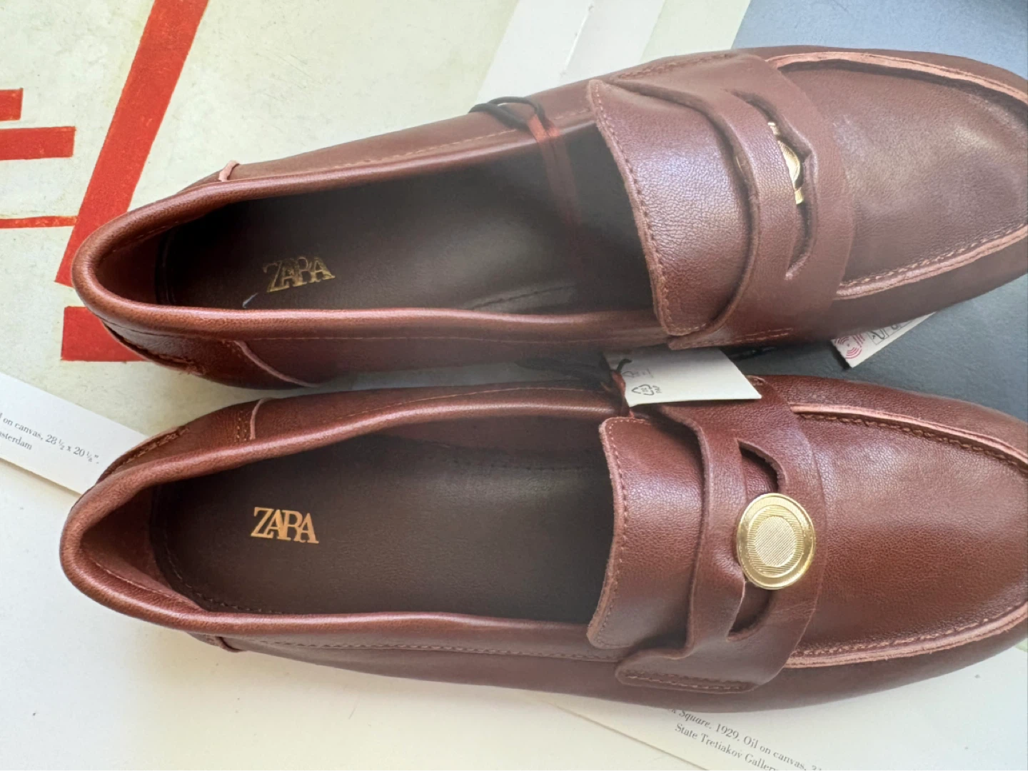 ZARA Brown Leather Loafers - Size 40 - photo 2