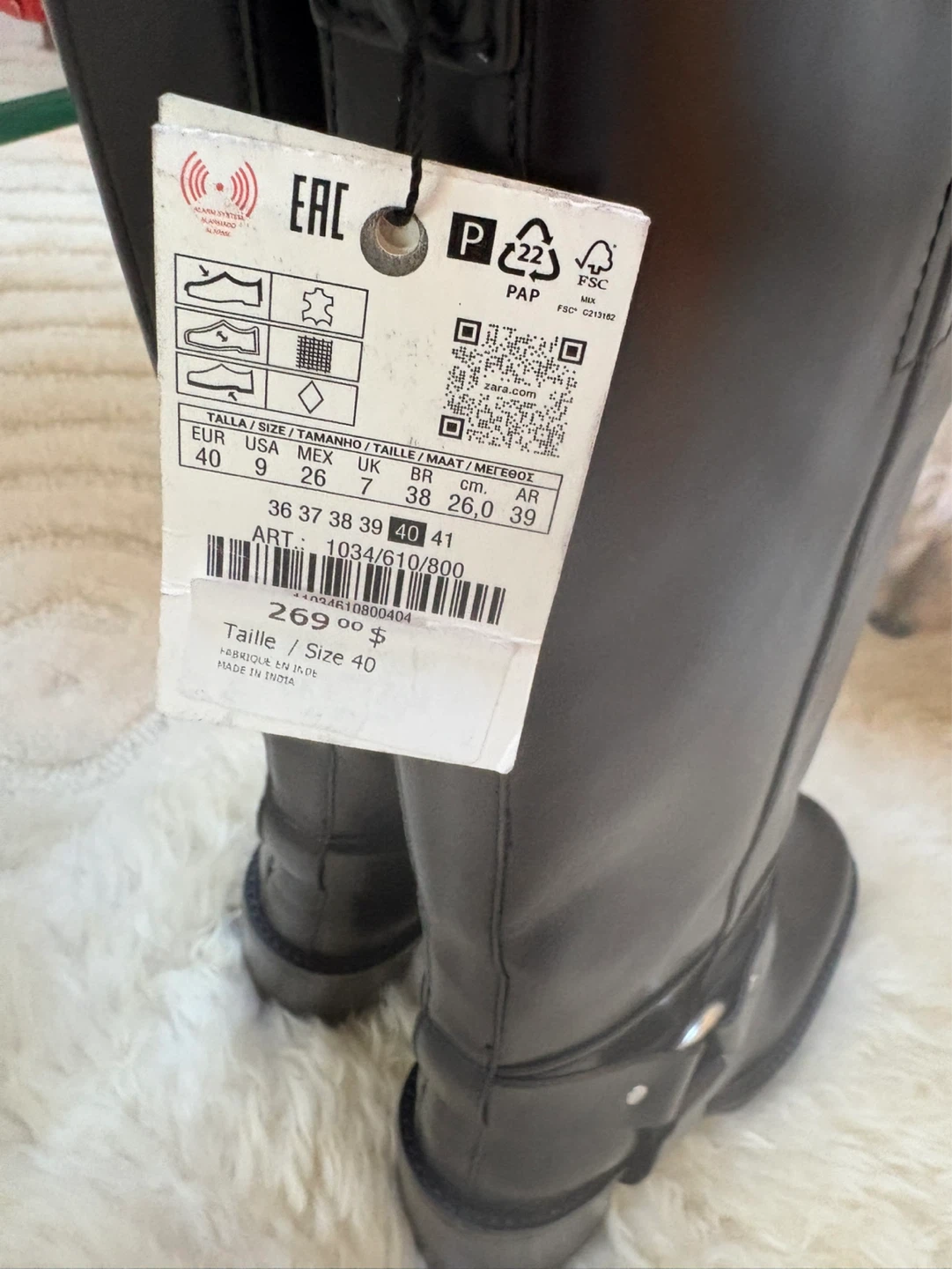 Zara Black Leather Knee-High Boots - Size 40 - photo 4