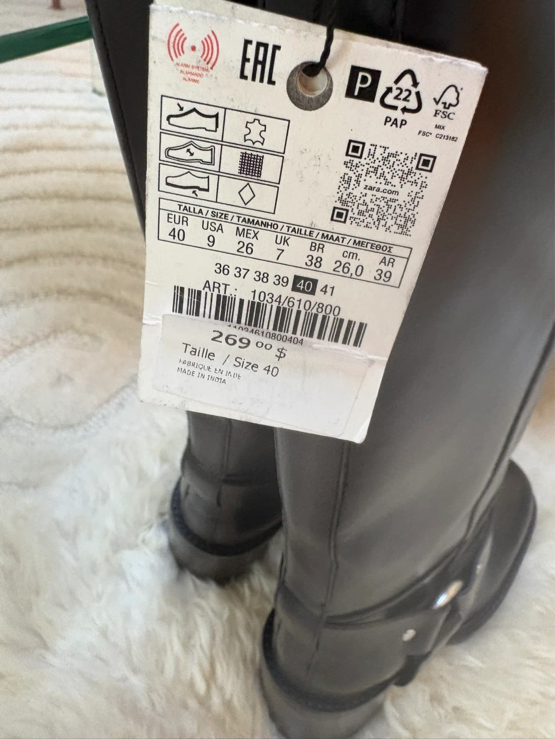 Zara Black Leather Knee-High Boots - Size 40 - photo 2