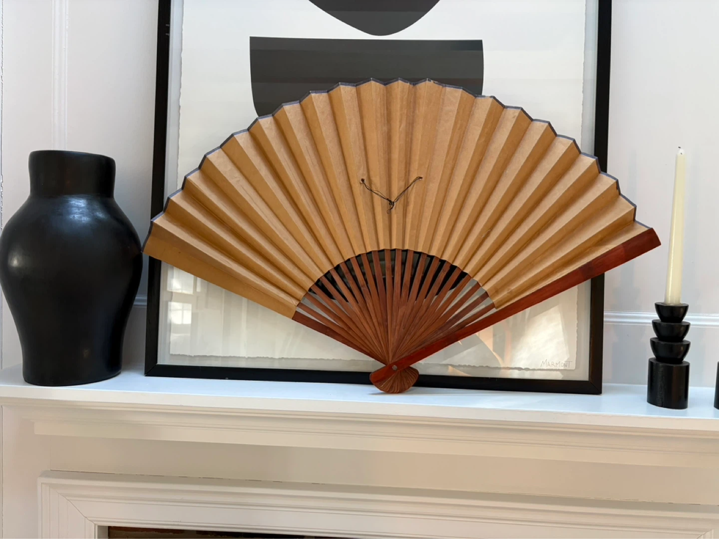 Decorative Folding Fan with Cranes and Dragon Motif - photo 3