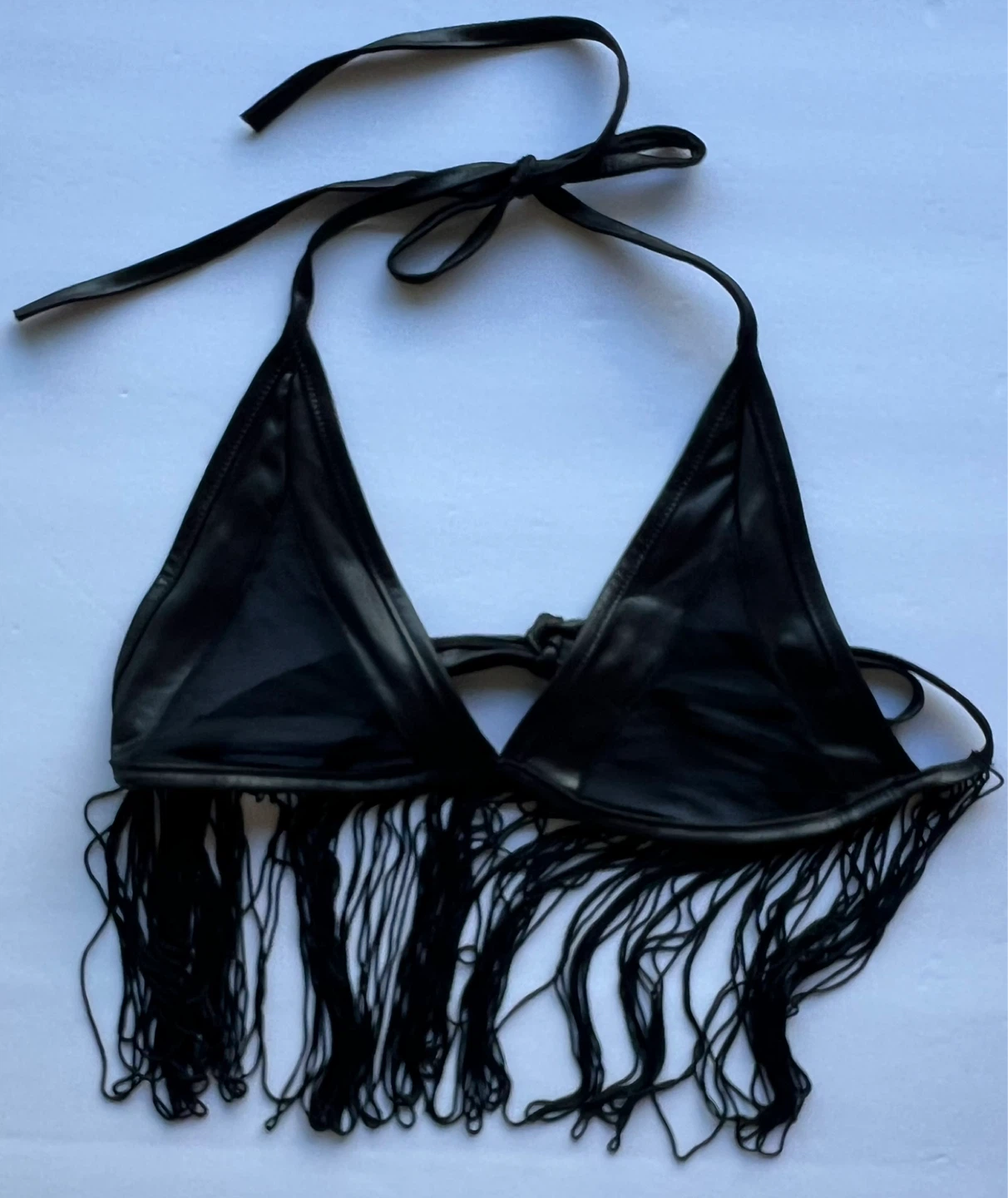 Pink Lipstick Black Fringe Halter Bikini Top ⚽️ - photo 5