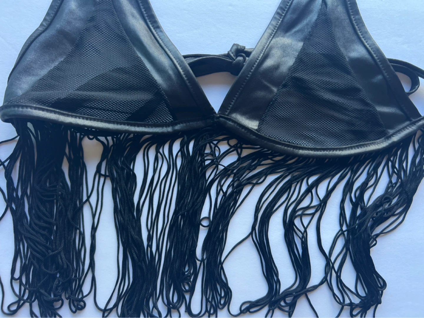 Pink Lipstick Black Fringe Halter Bikini Top ⚽️ - photo 3
