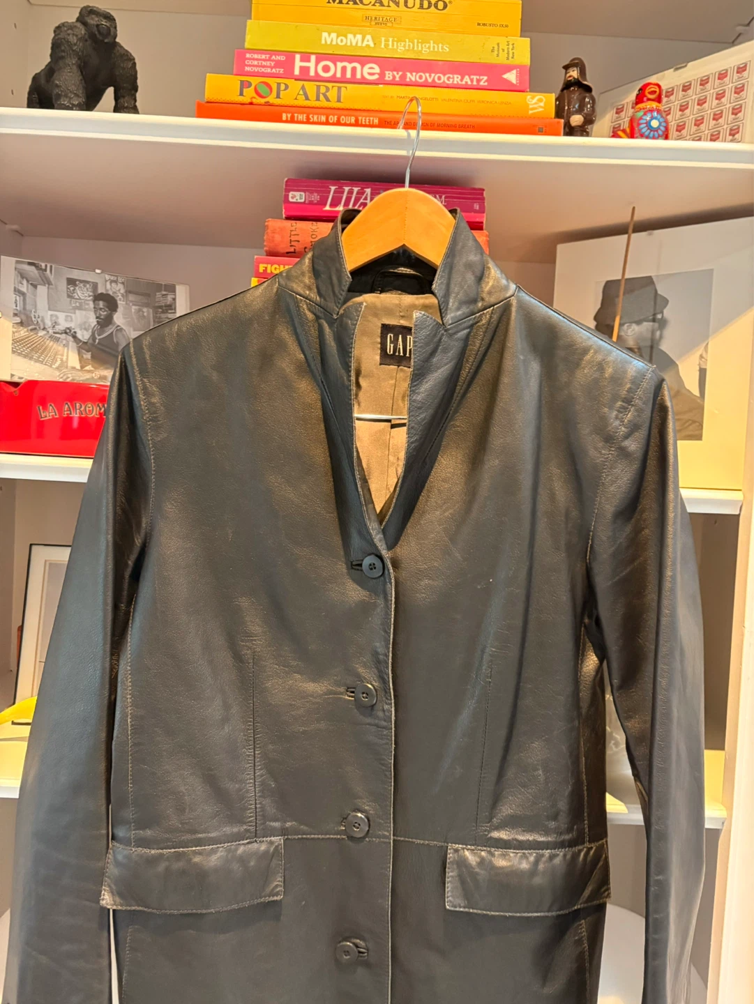 GAP Black Leather Blazer Jacket