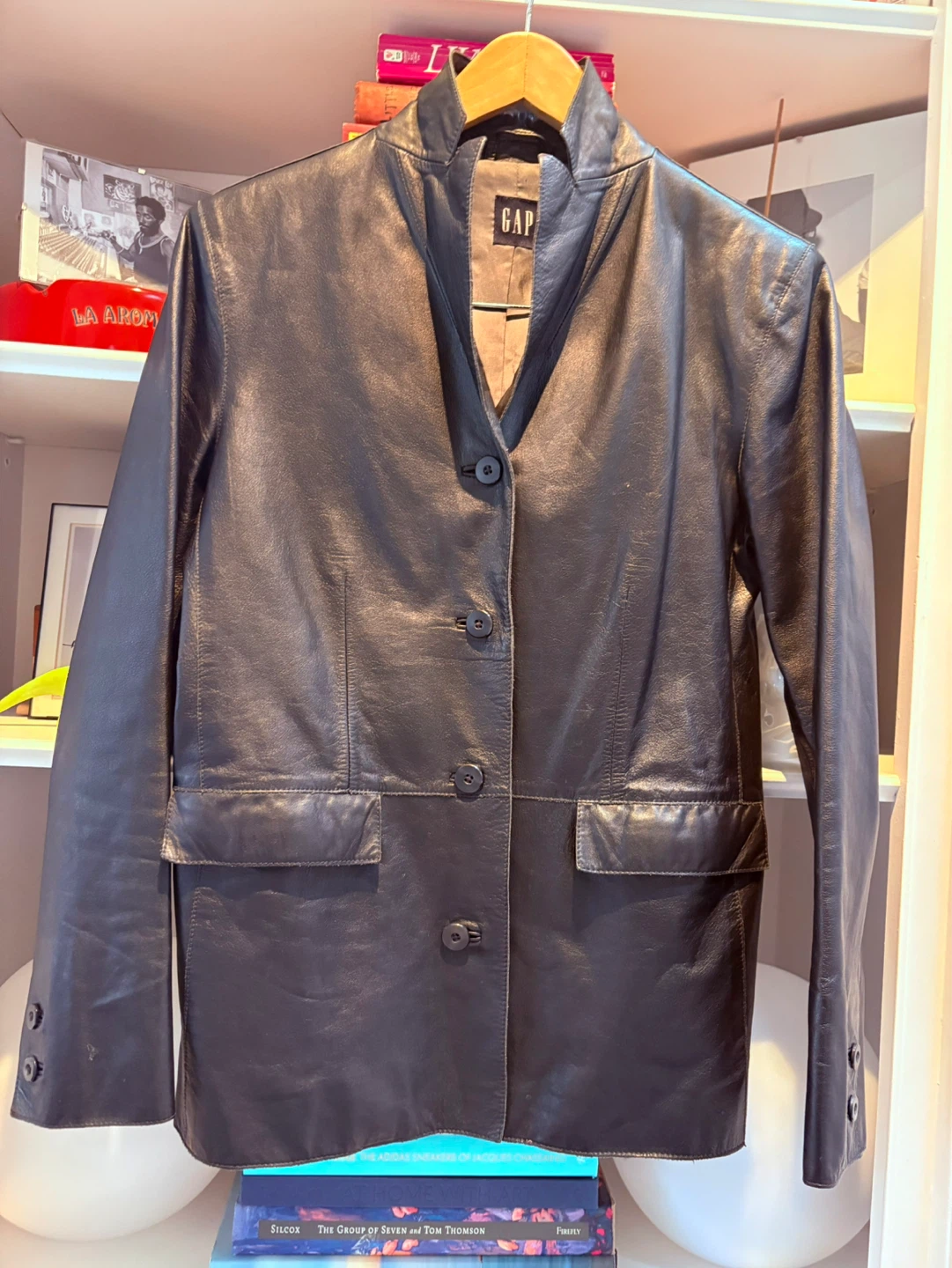 GAP Black Leather Blazer Jacket - photo 4