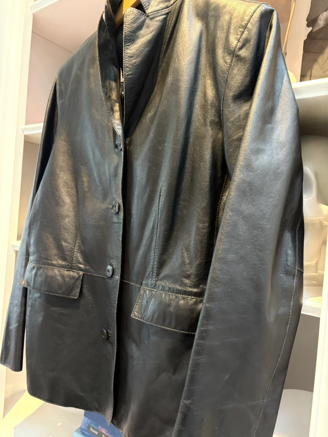 GAP Black Leather Blazer Jacket - photo 2