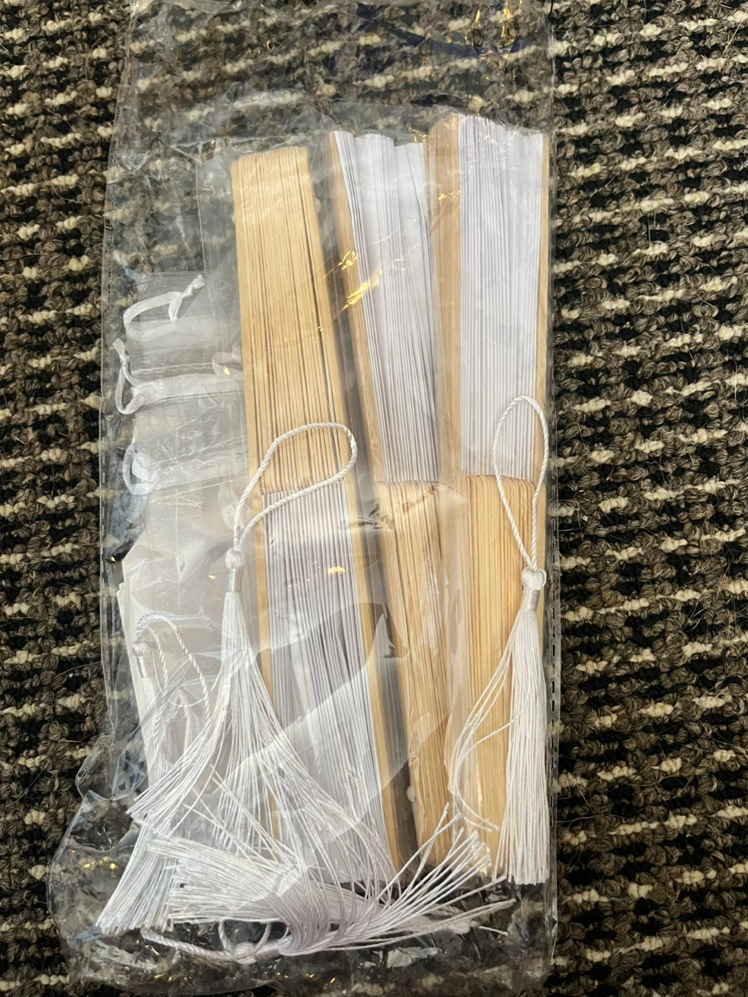 Set of 4 Bamboo Hand Fans with Tassels