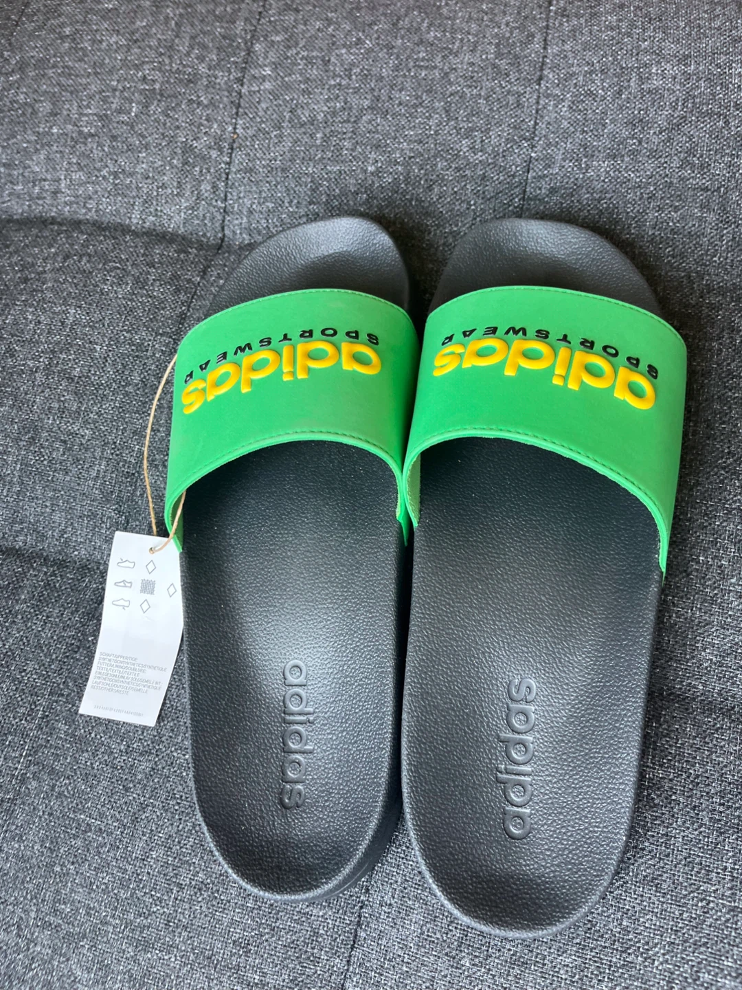 Adidas Adilette Shower Slides Green/Yellow Size 11