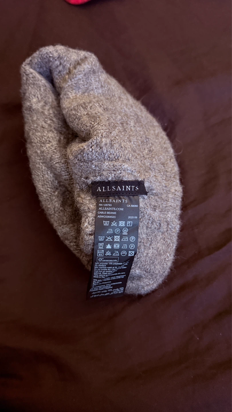 AllSaints Grey Cable Knit Beanie - photo 3