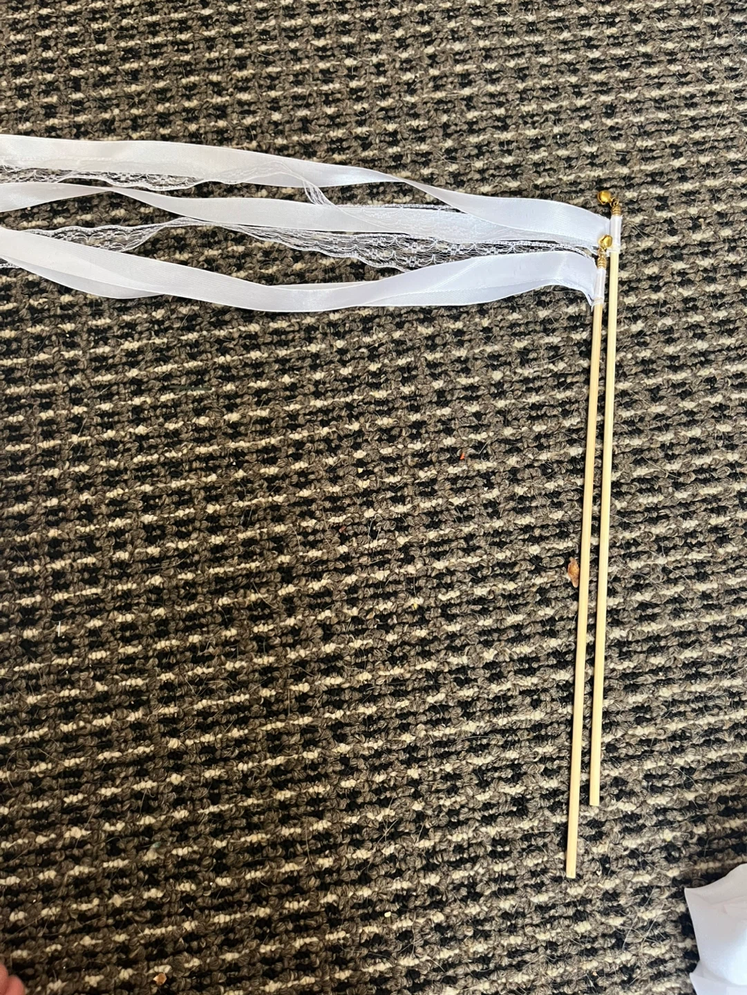 White Ribbon Wand with Bells