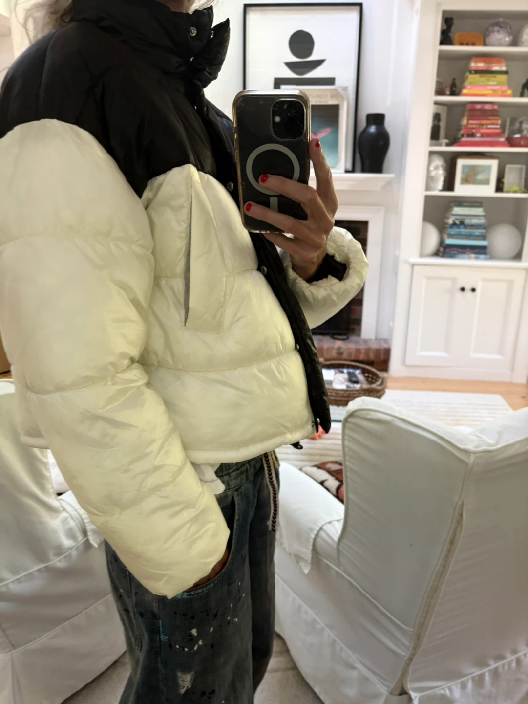 Black and Cream Puffer Jacket - photo 5