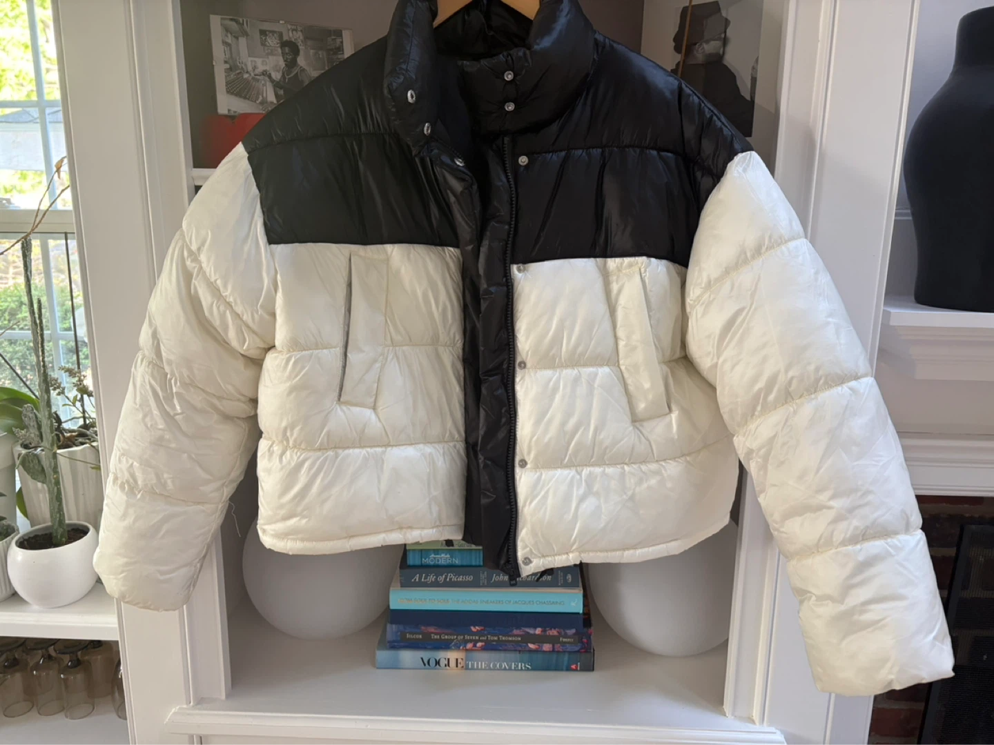 Black and Cream Puffer Jacket