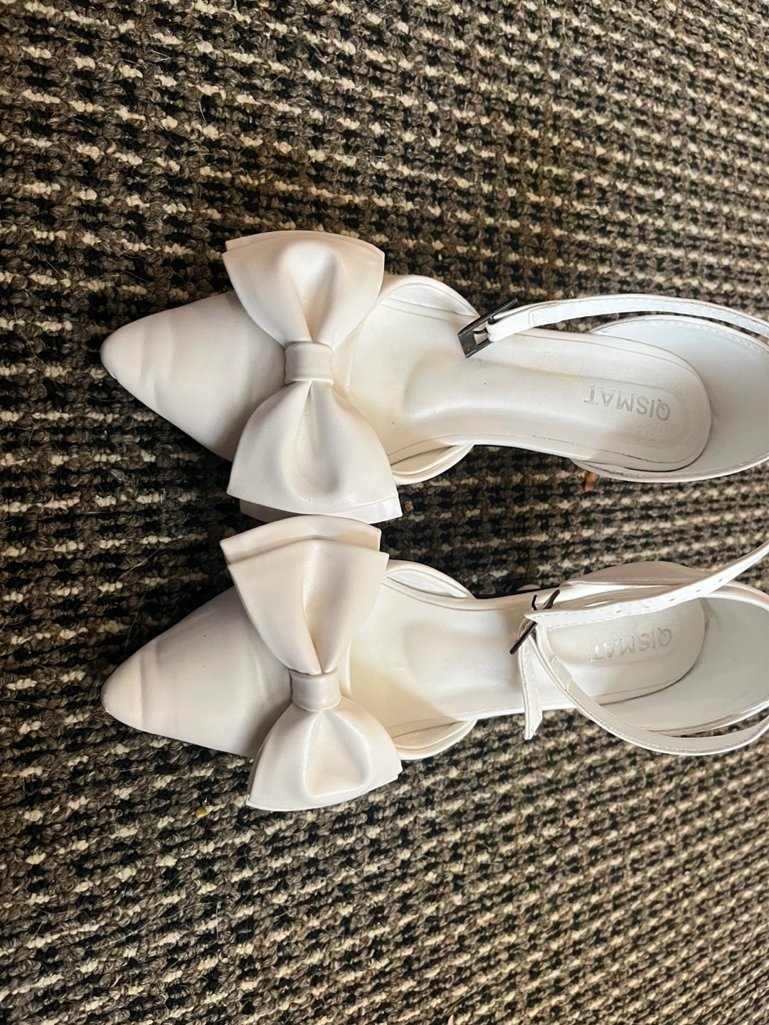 White Bow Heels with Ankle Strap