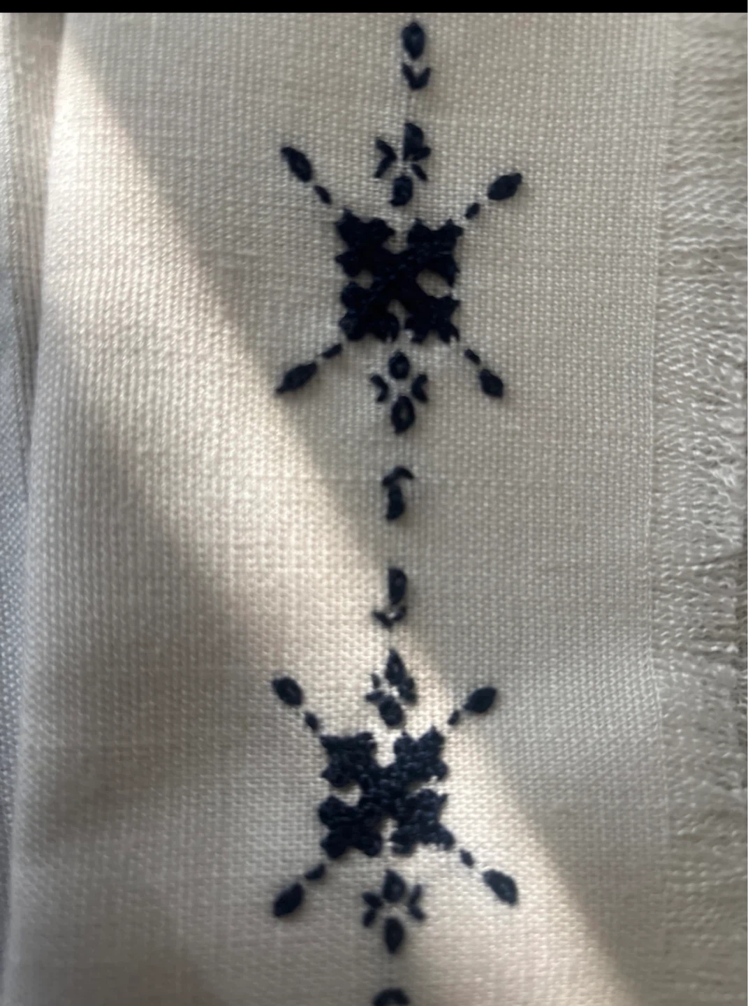 Set of 5 Embroidered  Linen Napkins with Fringed Edges - photo 3