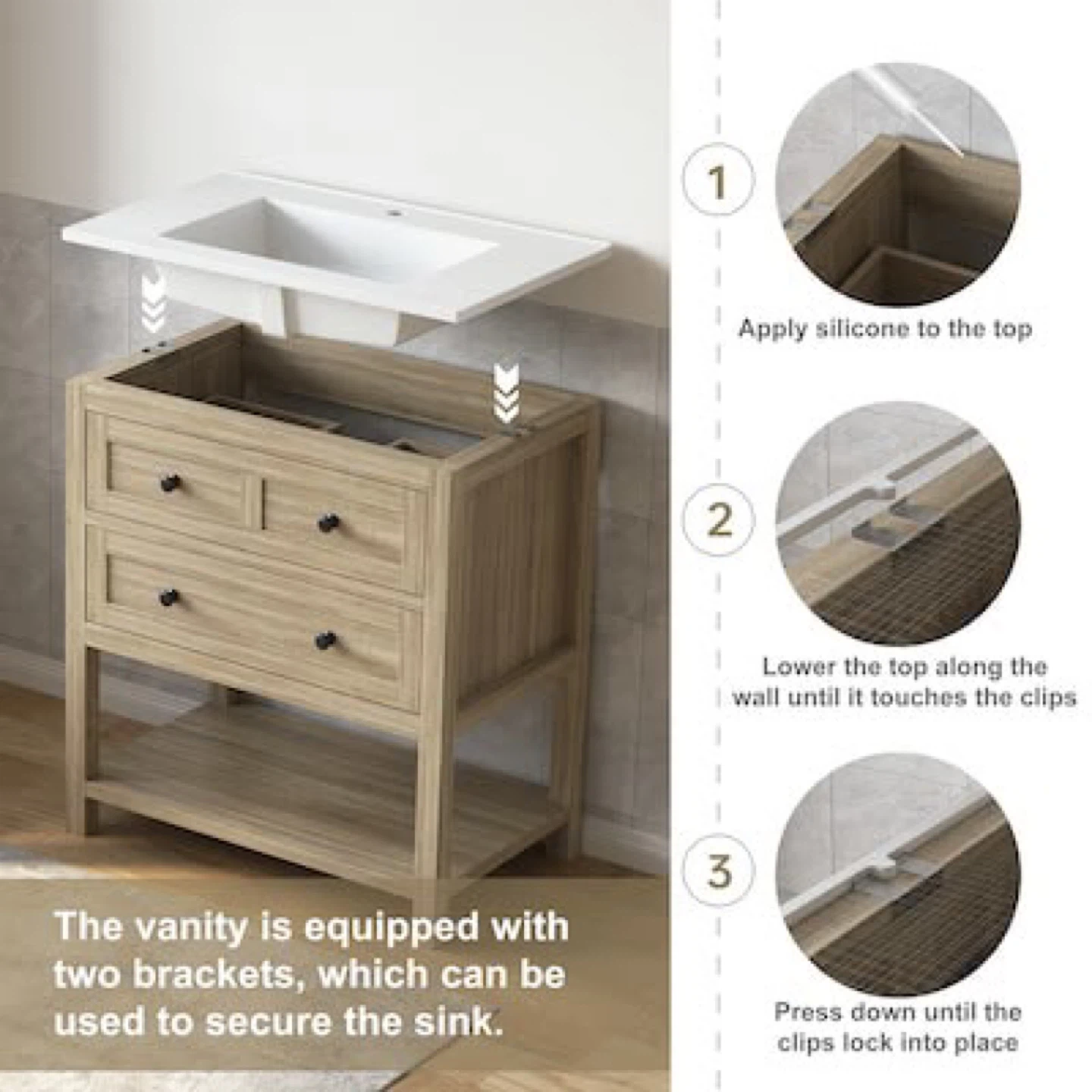 New Wooden Bathroom Vanity with Sink - photo 5