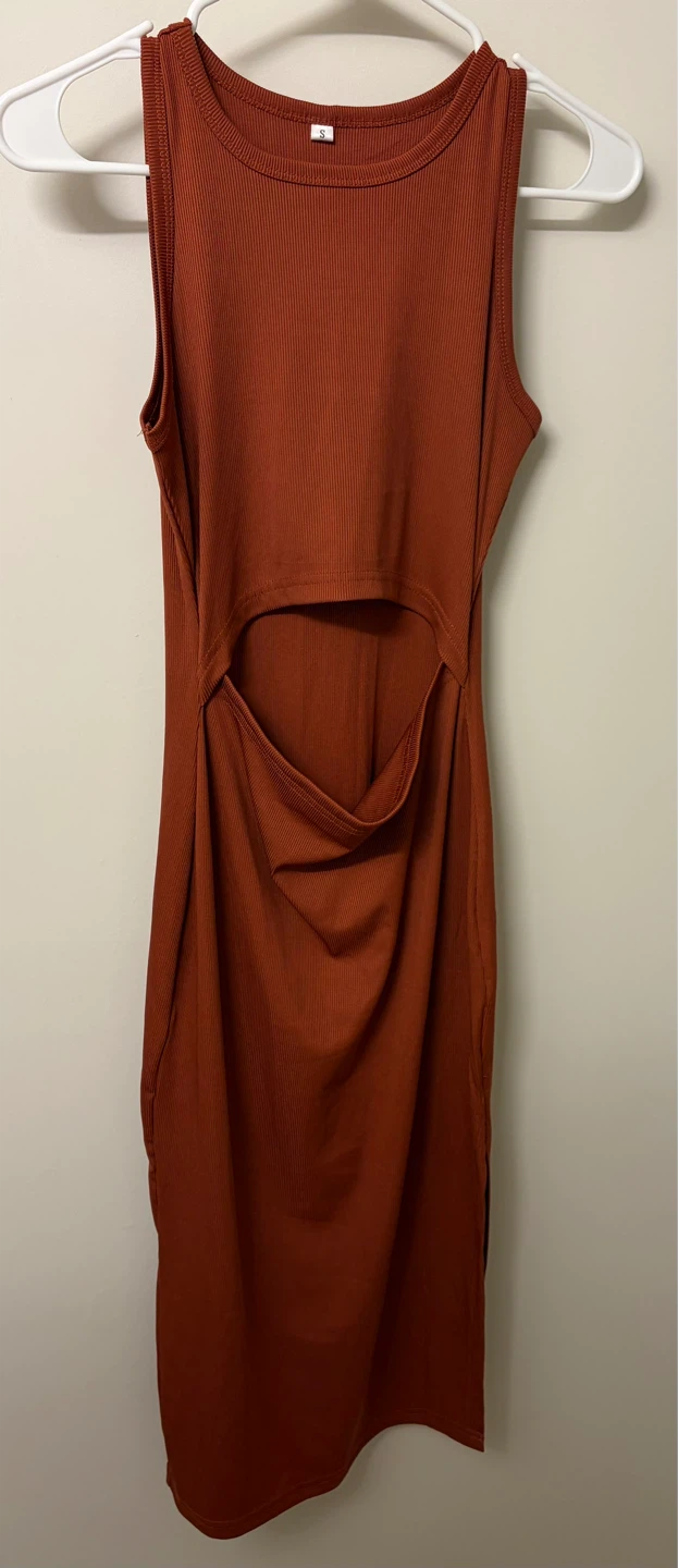 Ribbed Cutout Tank Dress - Size S