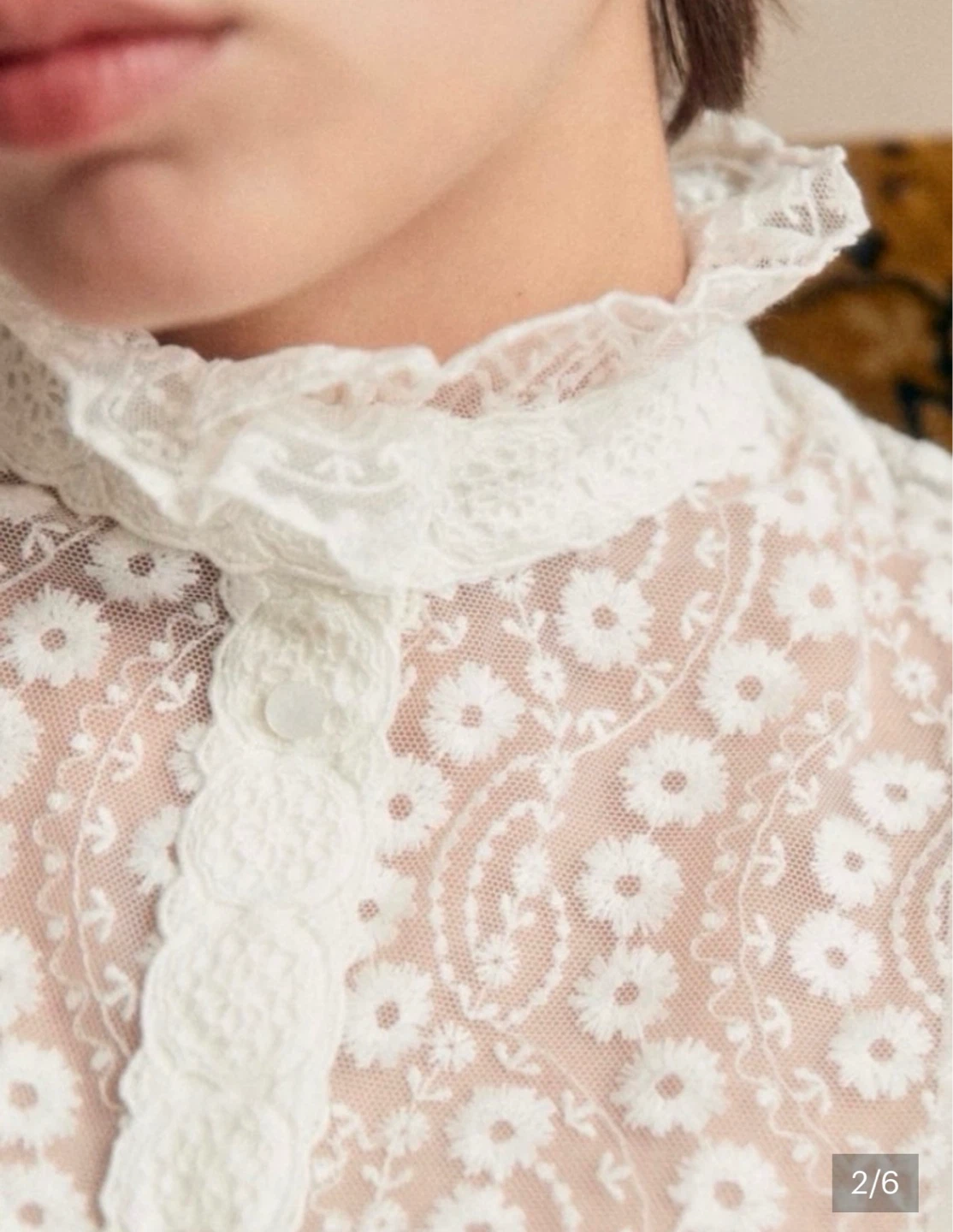 Sézane White Lace Blouse ⚽ - photo 2