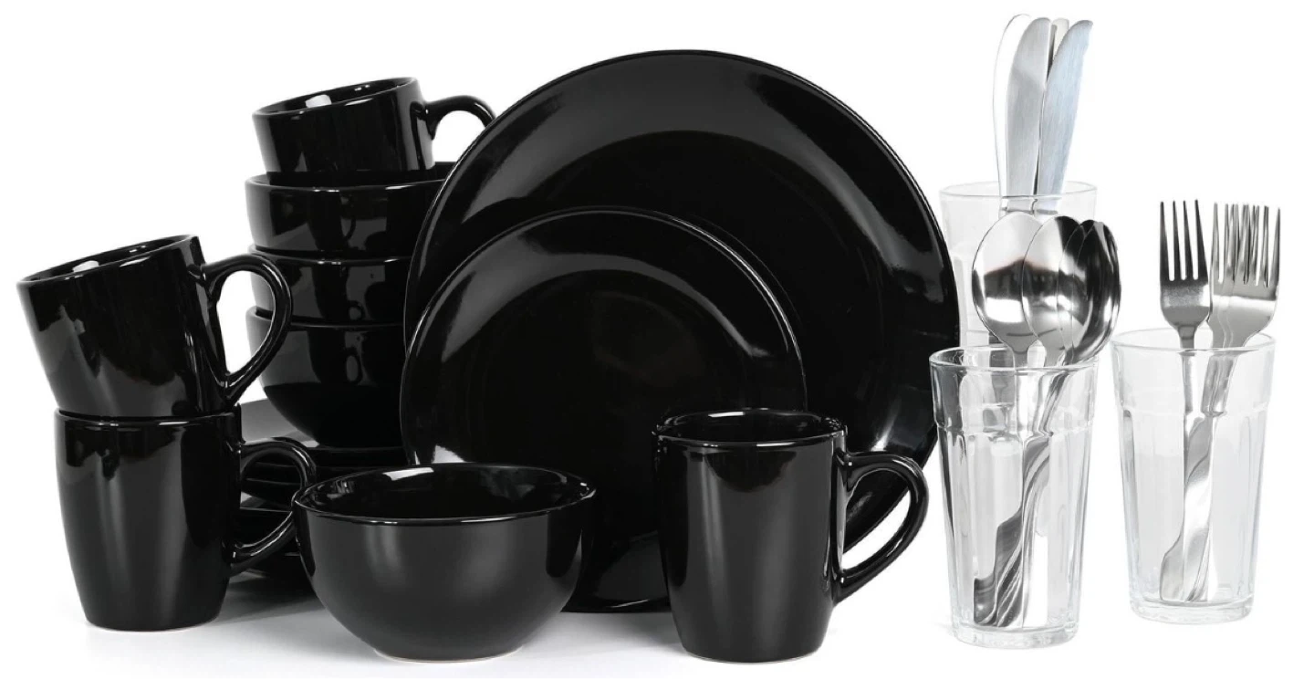 Mainstays 32pieces Black Dinnerware Set