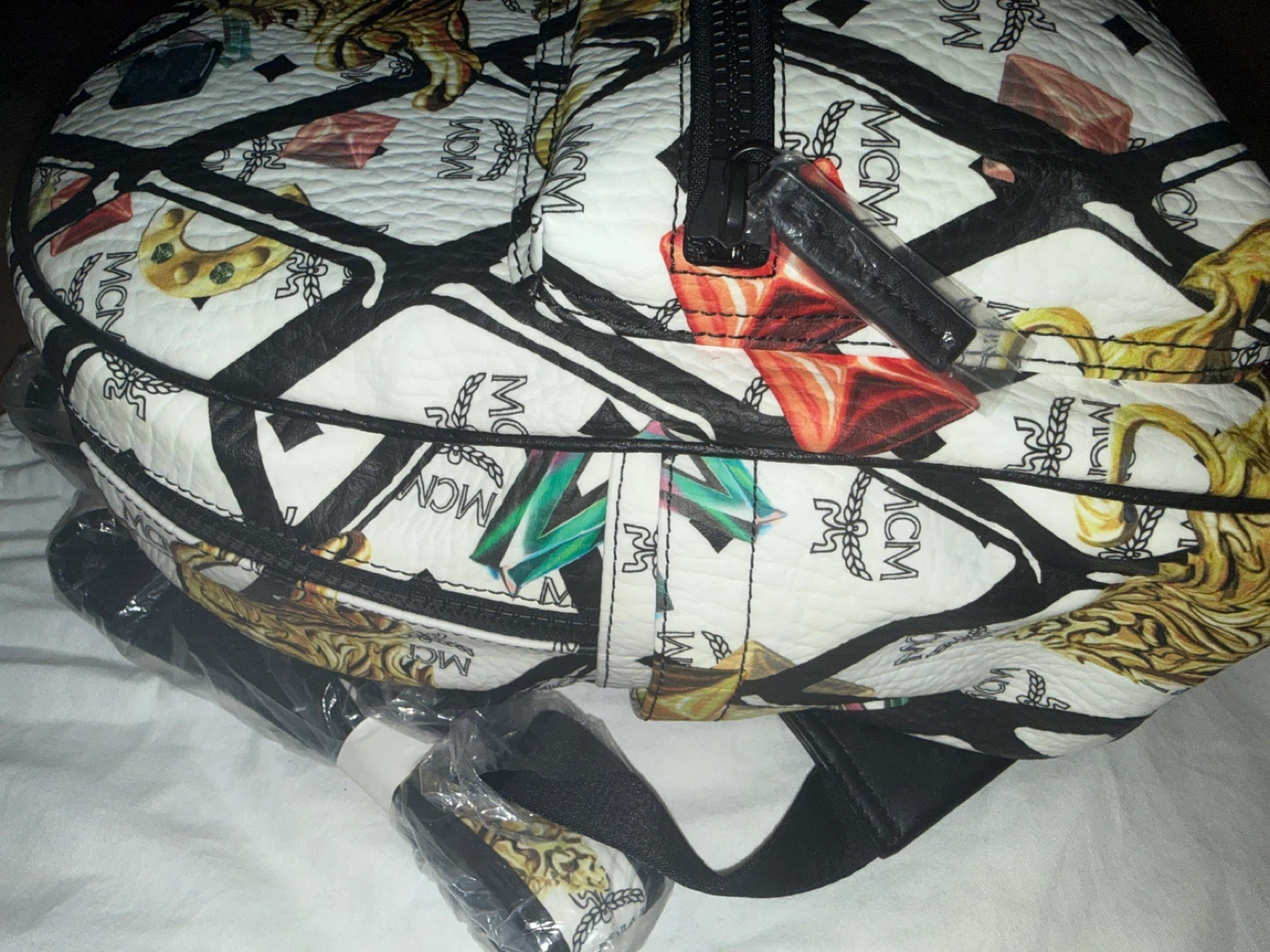 MCM Backpack White Lion Gem Print - photo 2