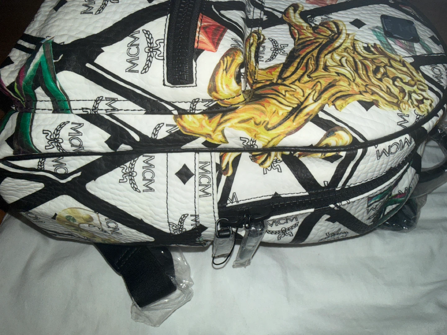 MCM Backpack White Lion Gem Print - photo 3