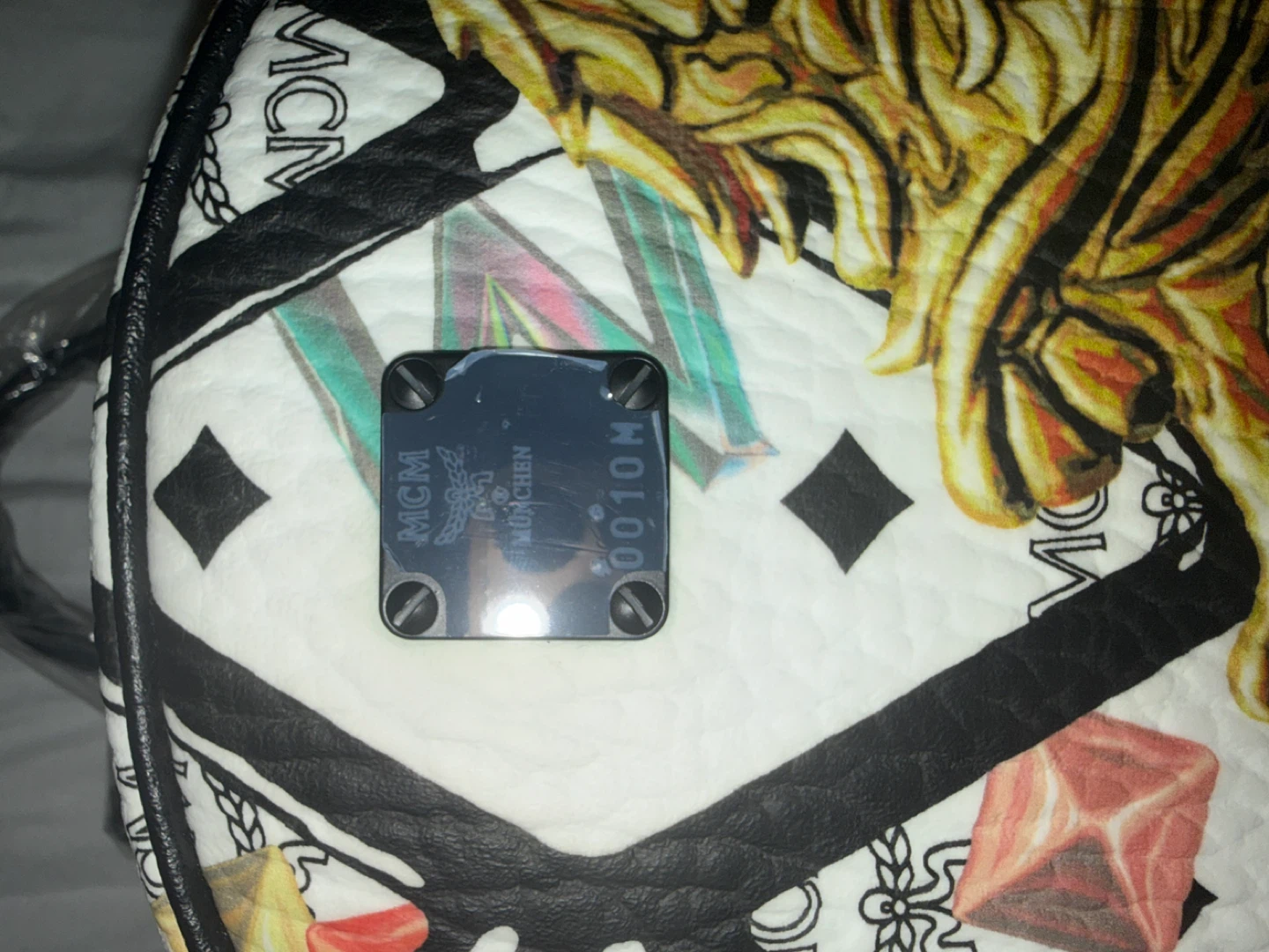 MCM Backpack White Lion Gem Print - photo 4