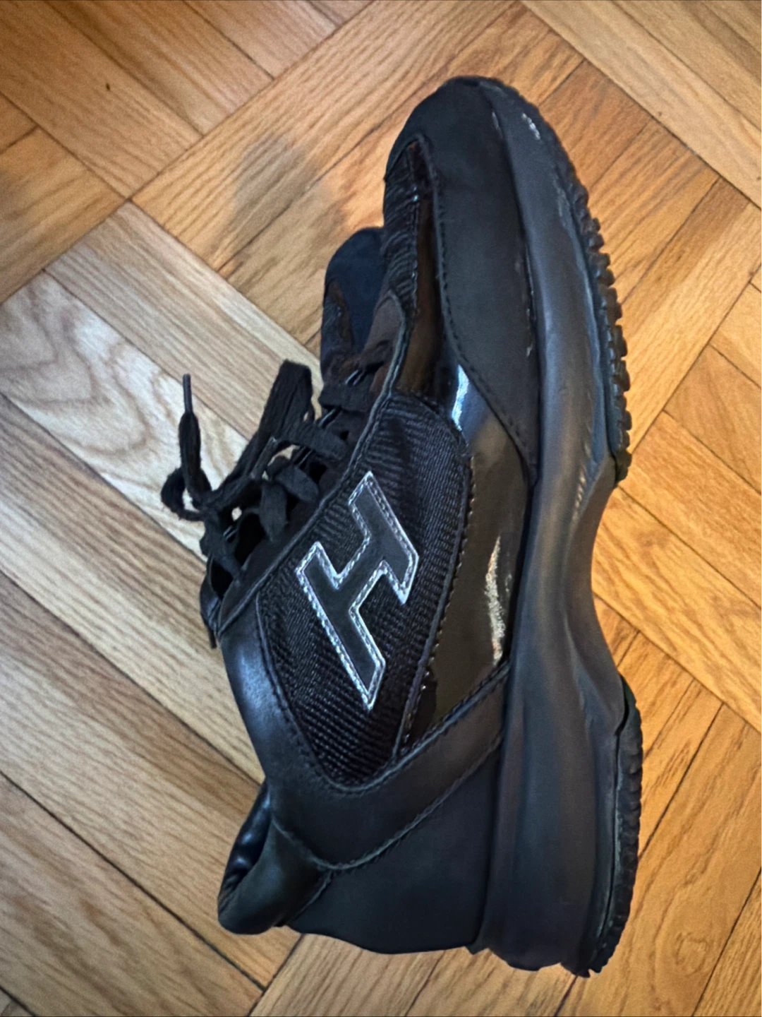 Hogan Black Leather & Mesh Sneakers