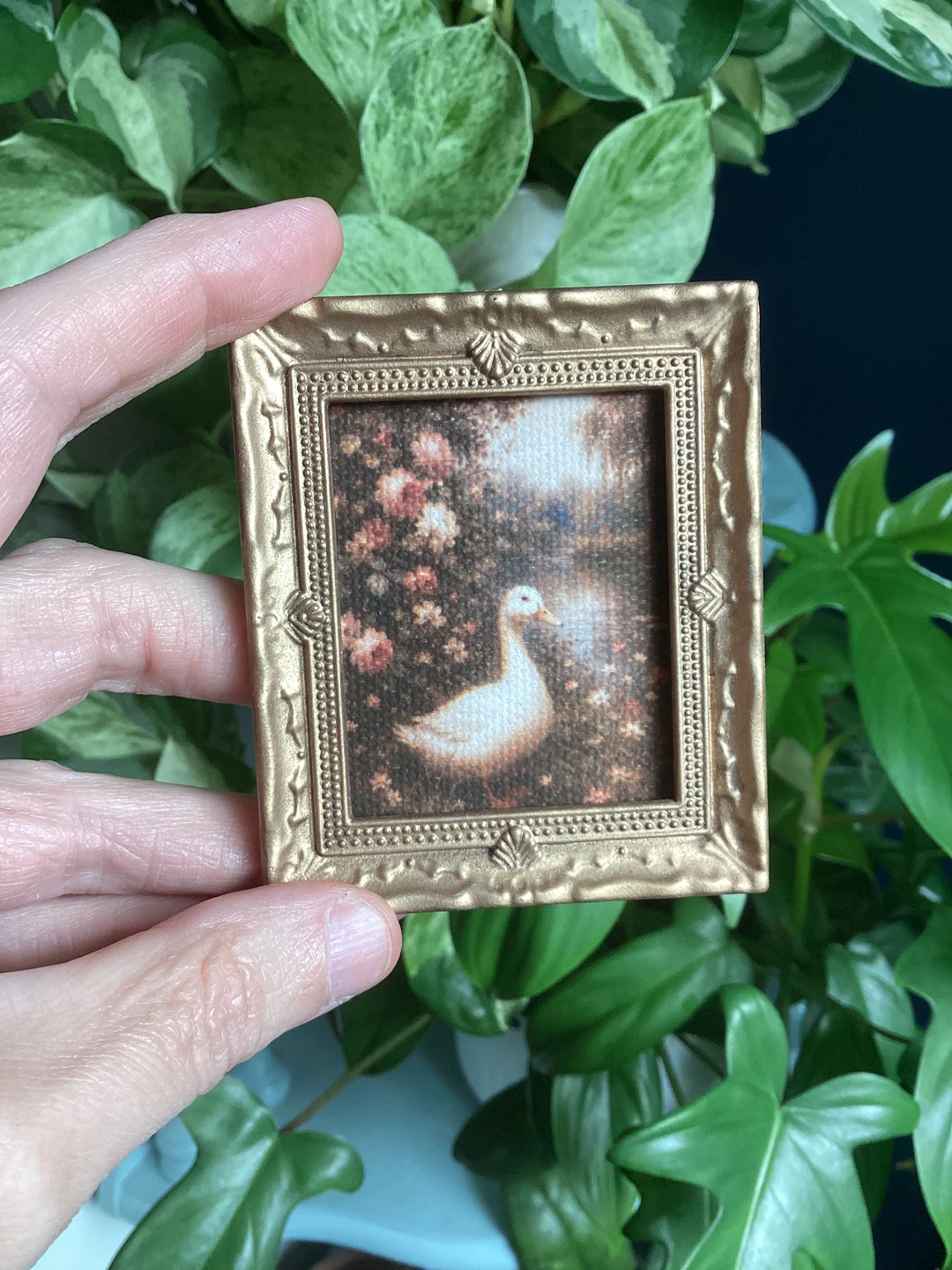 Miniature Artwork Goose Amongst Flowers ⚽️