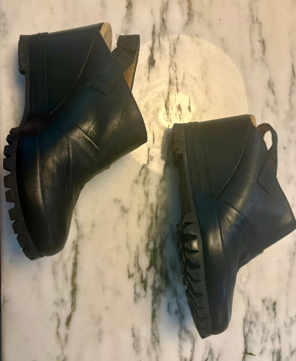 MM6 Maison Margiela Black Leather Wedge Boots Size 37