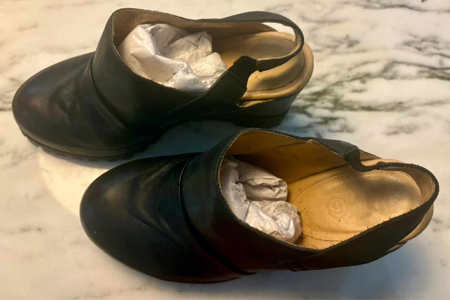 MM6 Maison Margiela Black Leather Wedge Boots Size 37 - photo 3
