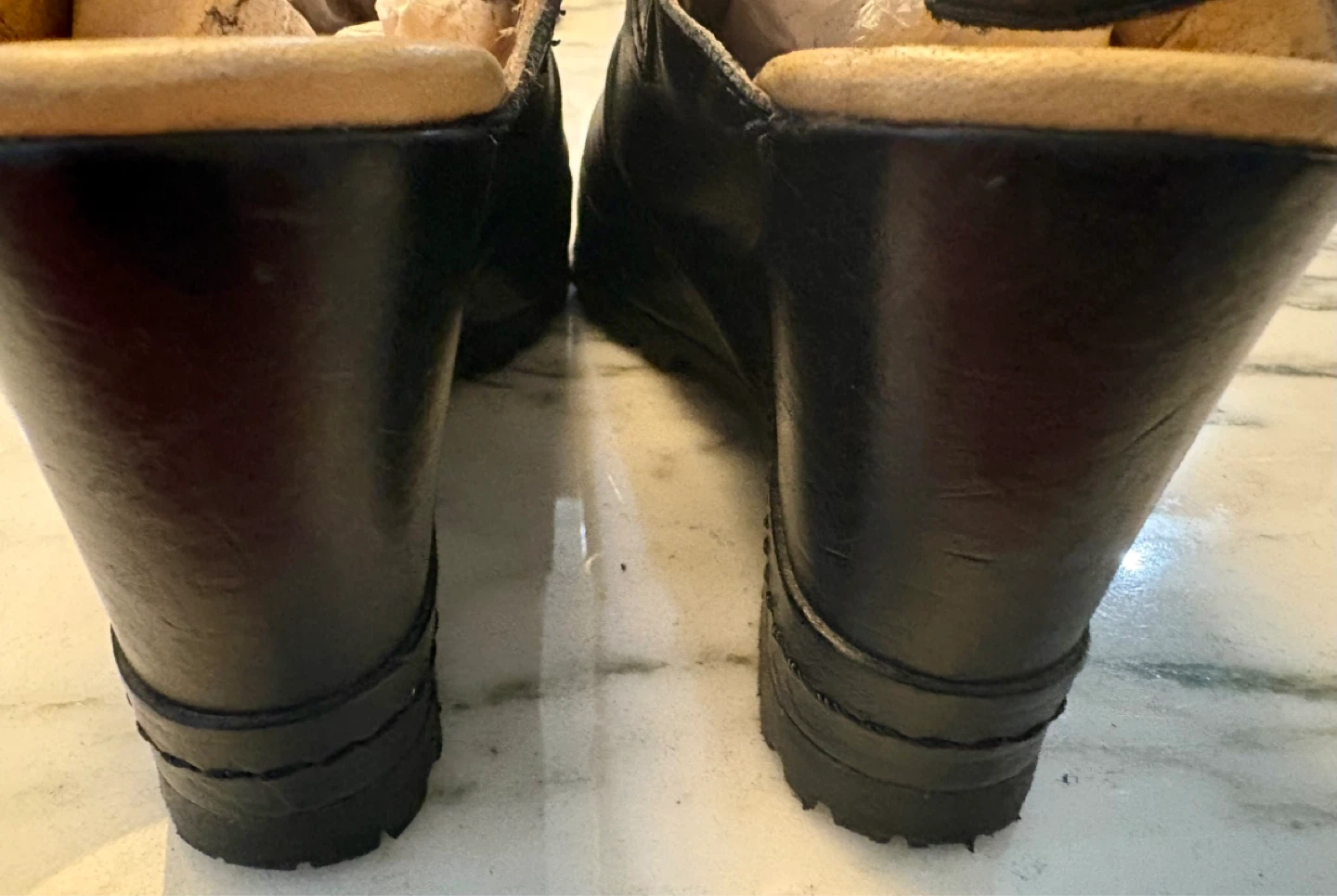 MM6 Maison Margiela Black Leather Wedge Boots Size 37 - photo 4