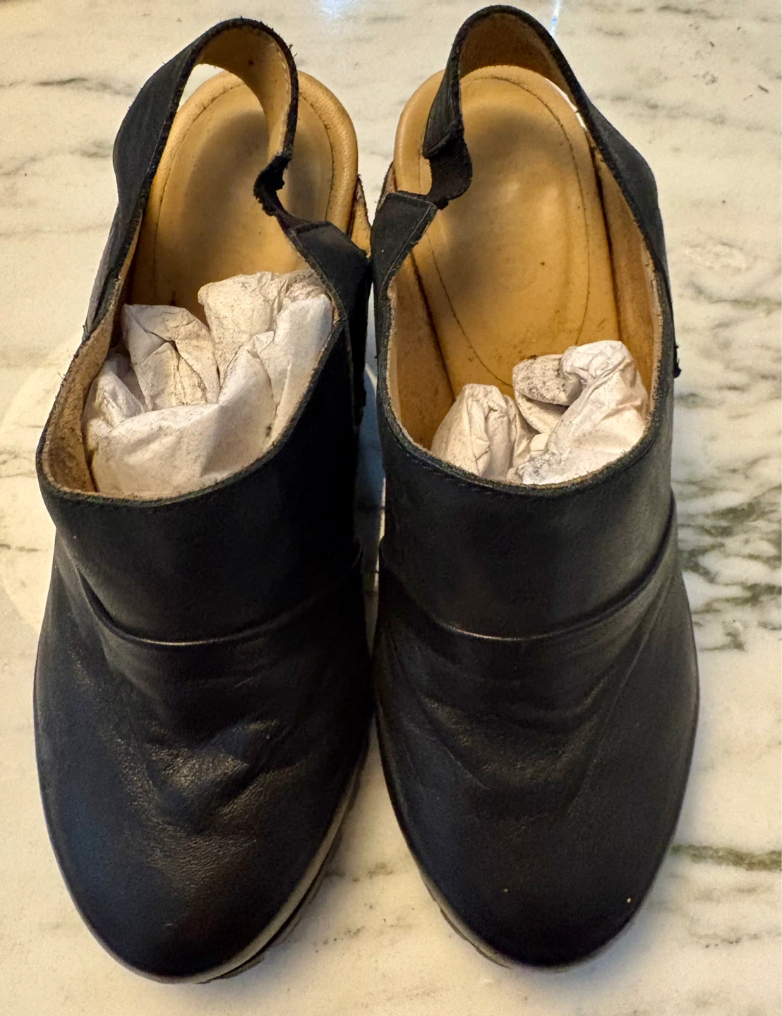 MM6 Maison Margiela Black Leather Wedge Boots Size 37 - photo 2
