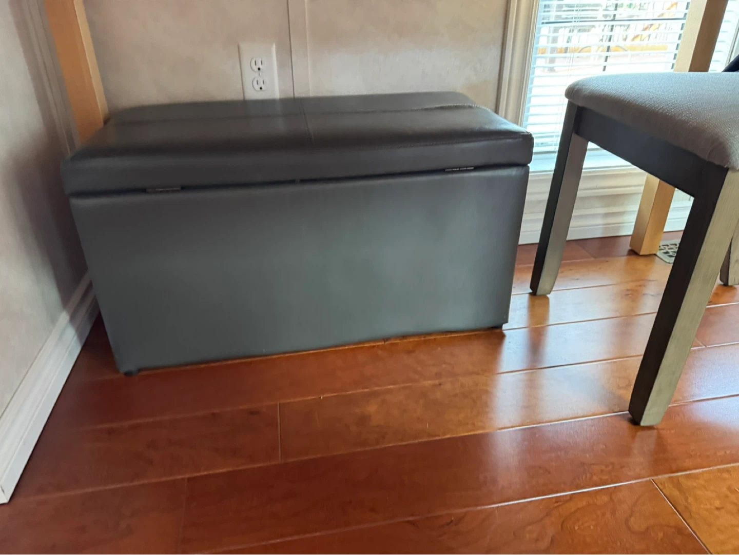 Grey Faux Leather Storage Ottoman Bench