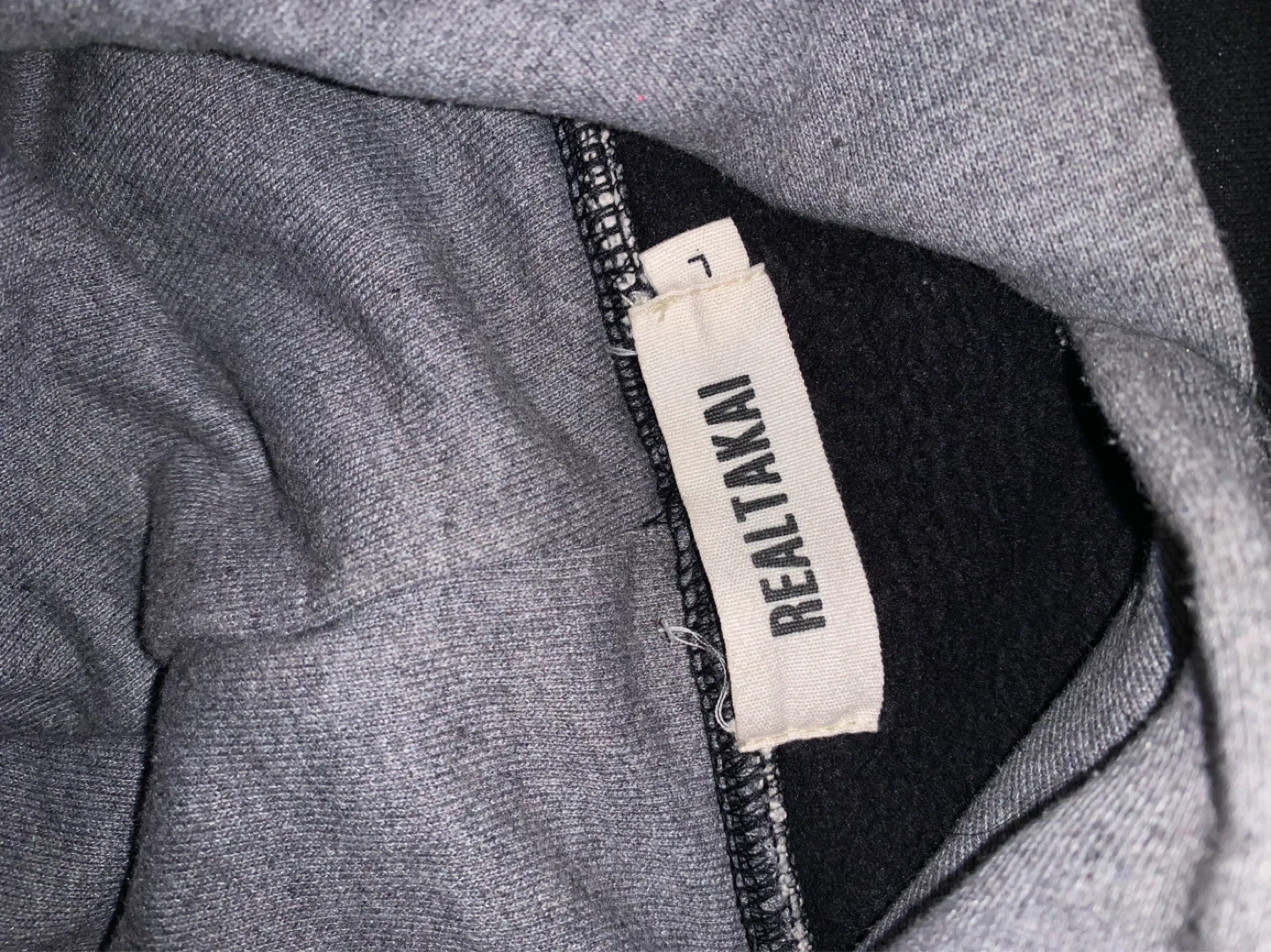 REALTAKAI Black Hoodie with Grey Hood Size L - photo 3