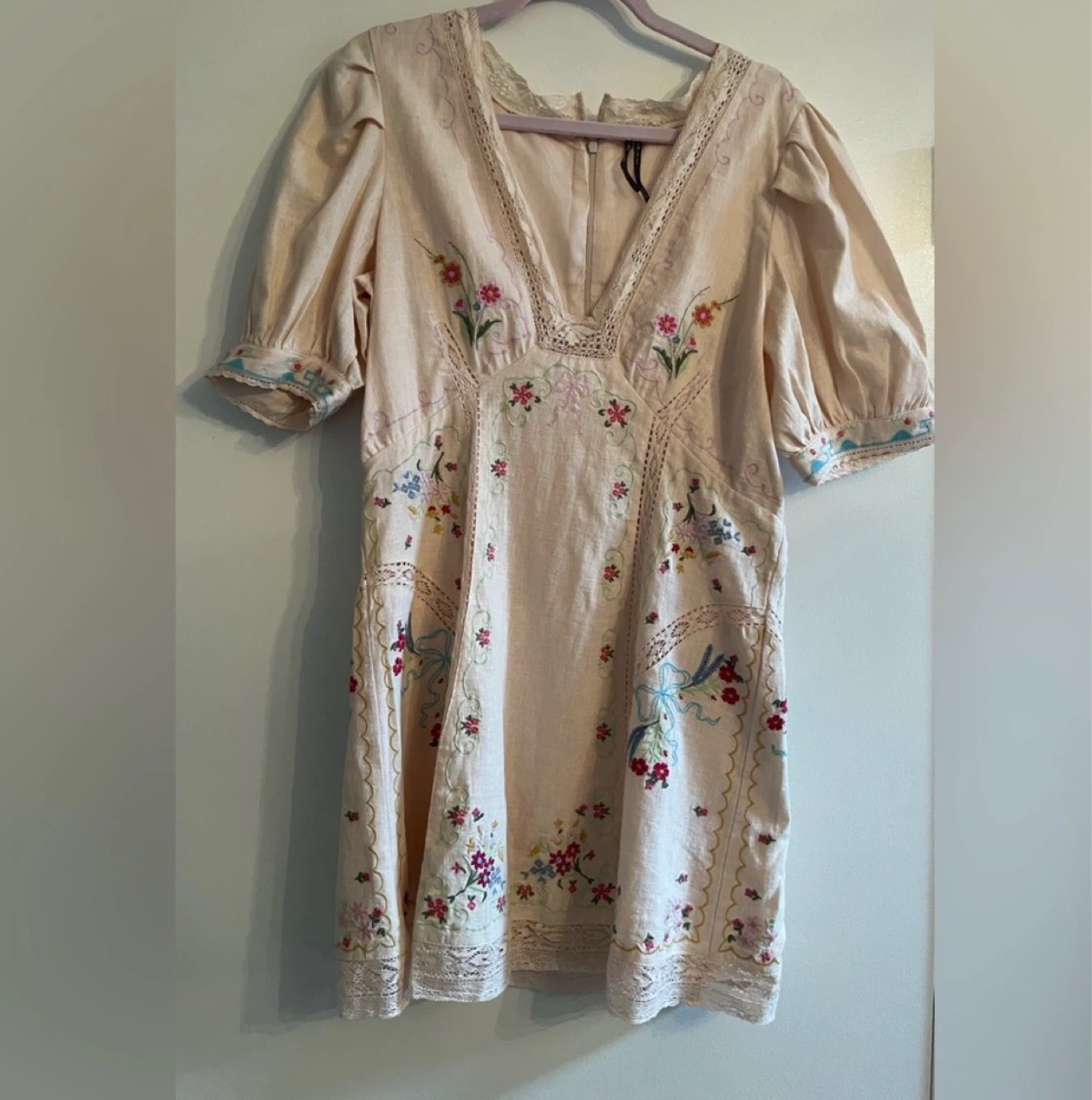 Anthropologie Linen Embroidered Mini Dress ⚽ - photo 5