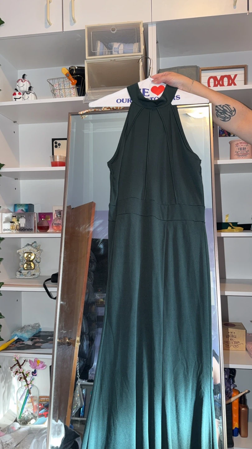 Dark Green Halter Neck Maxi Dress
