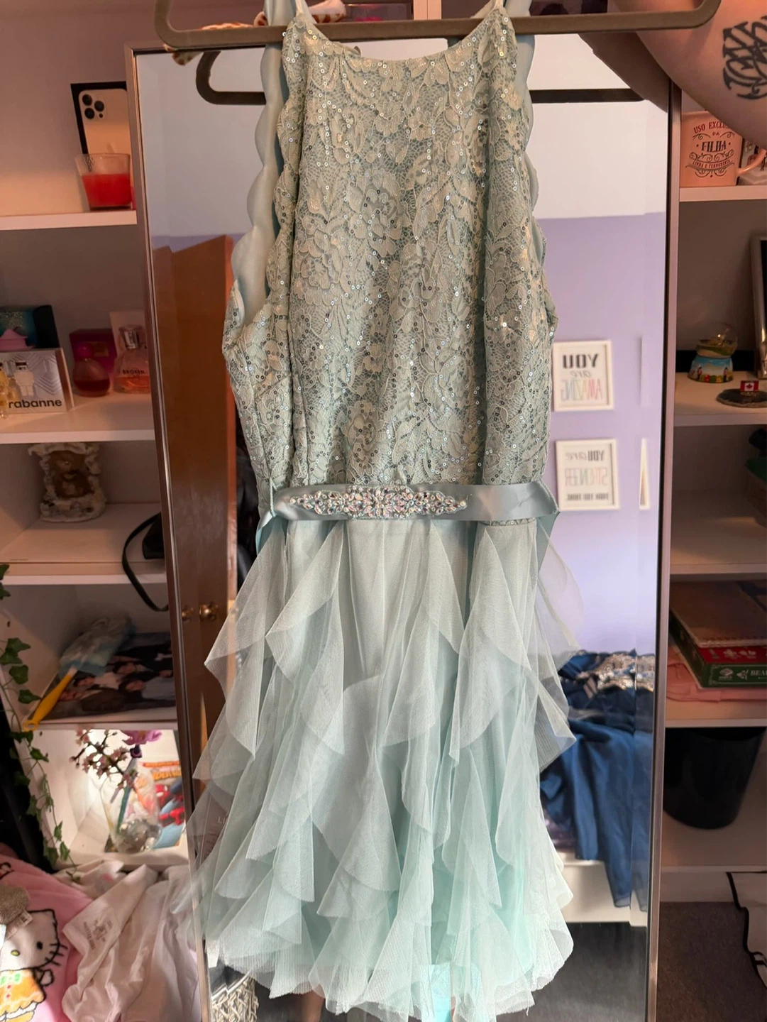 Sparkly Ice Blue Lace Dress - XXL - photo 2