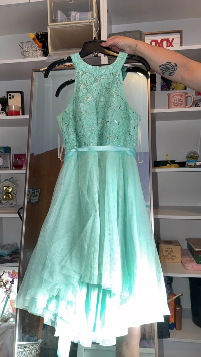 Let's Mint Green Sequin Lace Halter Dress