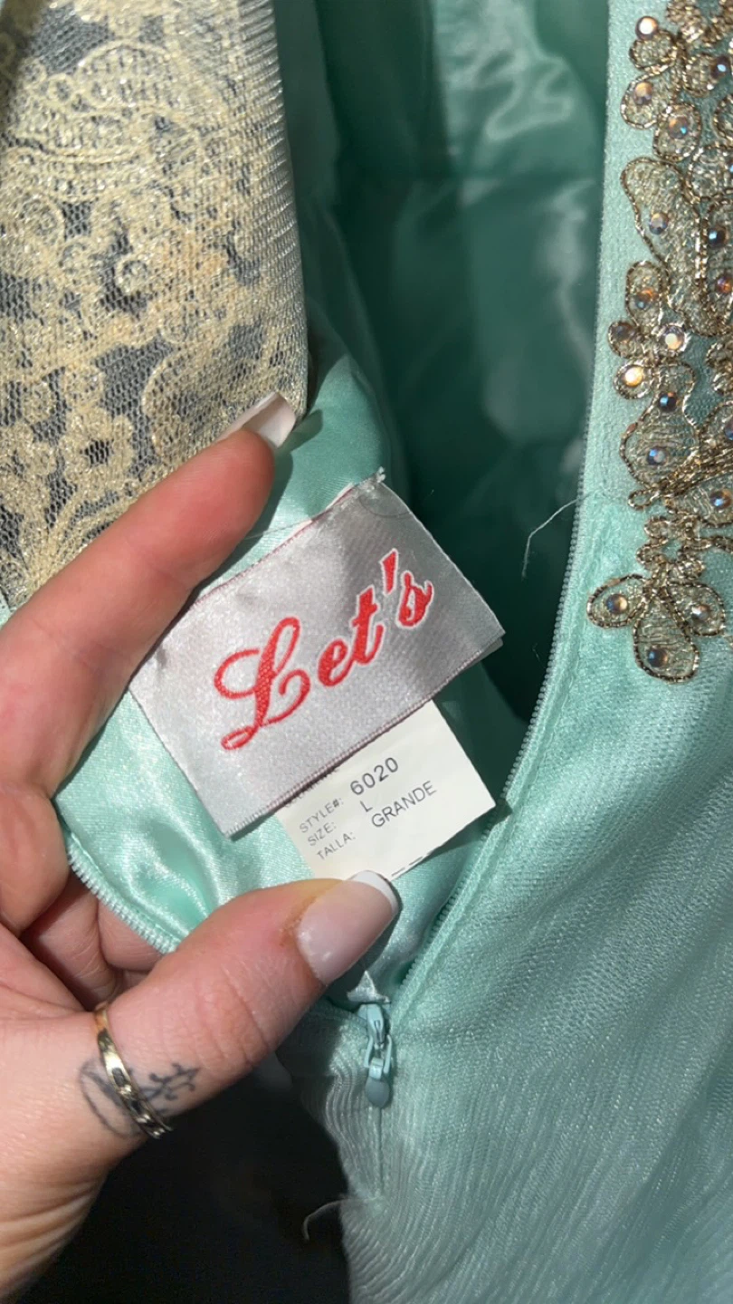 Let's Mint Green Sequin Lace Halter Dress - photo 2