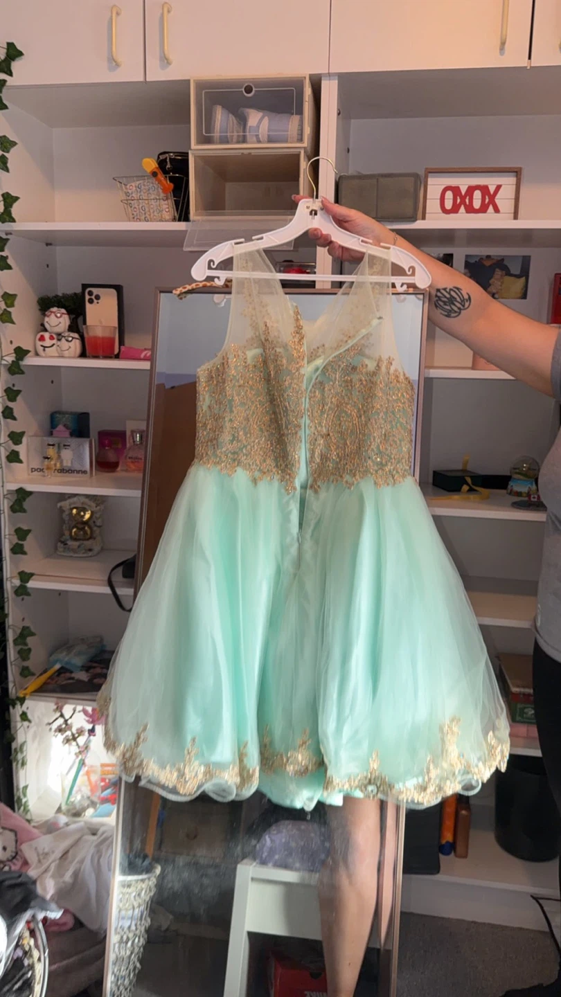Mint Green & Gold Party Dress