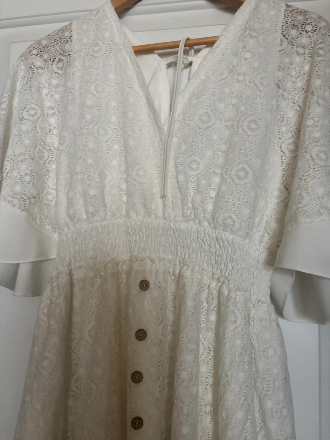 Gorgeous White Lace Button-Up Dress, size S/M - photo 3